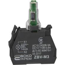 Блок підсвітки АСКО-УКРЕМ ZBV-M3 для кнопок TB5 AC/AC220 зелений