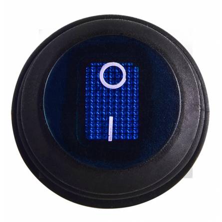 Перемикач 1-клавішний (синій круг з підсвідкою) KCD1-5-101NW BL/B