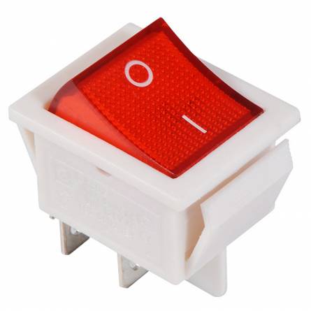Перемикач 1-клавішний (червона підсвітка) КСD2-201N R/WH 220V