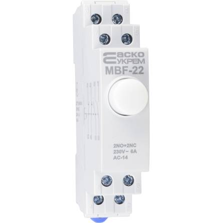 Кнопка модульна з фіксацією 2NO+2NC 230V AC MBF-22  біла A0150010112