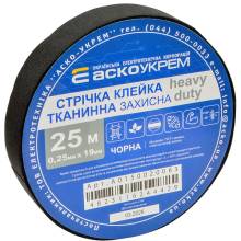 Стрічка клейка тканинна захисна heavy duty 25м Аско A0150020063