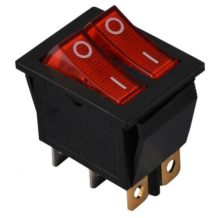 Перемикач 2-клавішний (червона підсвідка) КСD2-2101N R/B 220V