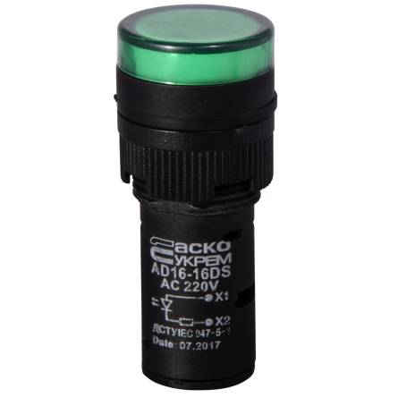 Фото a0140030051_ad16-16ds-zelenaya-220v-ac товара Арматура светодиодная AD16DS зеленая 220 В