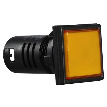 Фото a0140030155_ad22-22f-zheltaya-220v-ac-right товара Арматура светосигнальная AD22-22F жолтая 220V AC квадратная