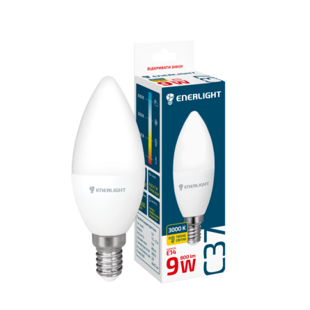 Лампа 9W Е14 3000К свічка  ENERLIGHT світлодіодна
