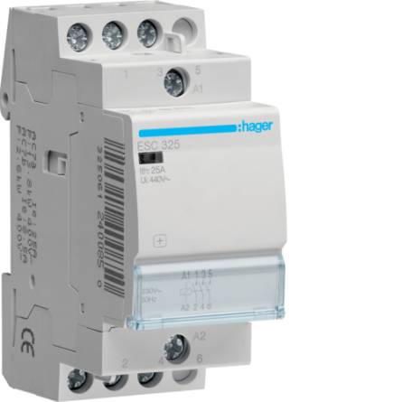 Фото esc325 товара Контактор ESC-325 230В/25А 3NO 2м Hager