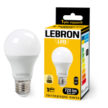 Лампа 8W Е27 3000К 720Лм LEBRON світлодіодна 11-11-17-1