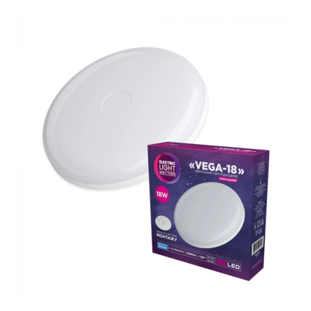 Світильник LED 18Вт 6500 круг накладний VEGA - 18 - 53 ELM 26-0051
