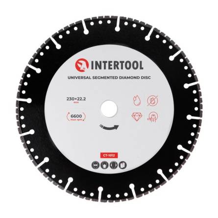 Диск сегментний універсальний алмазний 230мм 16-18% 6600об/хв INTERTOOL CT-1012