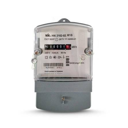 Лічильник електричної енергії однофазний НІК 2102 5-60А М1 Лічильник електричної енергії однофазний НІК 2102 5-60А М1