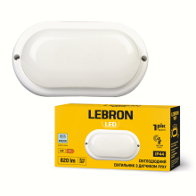 Світильник LED L-WLO-S-965 9Вт 6500К IP44 овал 230V LEBRON з датчиком руху 15-37-05
