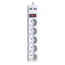 Фiльтр-подовжувач комп''ютерний з/з 5гнізд 5м ПВС 3*1, з вимикачем +2 USB MARSO