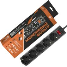 Фiльтр-подовжувач комп''ютерний LP-X5-5 PREM BLACK LogicPower