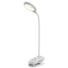 Фото  товара Светильник (лампа) настольный с клипсой LED L-TL-L-Clip-46 5Вт 4100К Li-ion 1200mAh белый, USB LEBRON 15-13-46