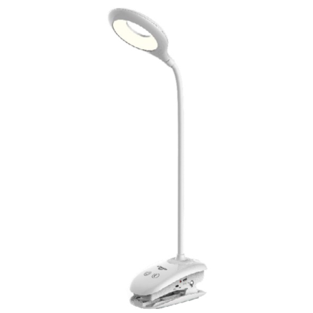Світильник (лампа) настільний з кліпсою LED L-TL-L-Clip-46 5Вт 4100К Li-ion 1200mAh білий, USB LEBRON 15-13-46