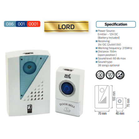 Фото lord-086-001-0001 товара Звонок Horoz LORD 086-001-0001