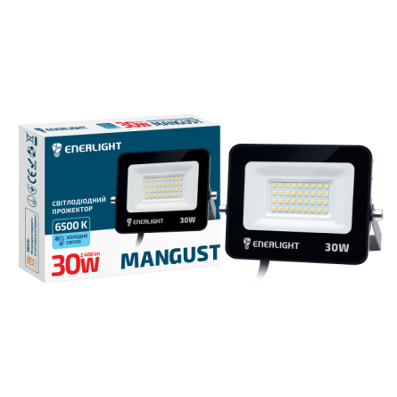 Фото mangust30smd80 товара Прожектор светодиодный 30 Вт ІР65 220В 6500К ENERLIGHT MANGUST