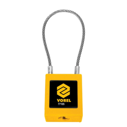 Замок навісний 40мм  з тросовою дугою VOREL 77105
