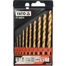 Набір сверл по металу титанові 10шт(1-10мм) YATO YT-44674