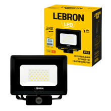 Прожектор світлодіодний з датчиком руху 50Вт 6500К 4000Лм 220V IP65 LEBRON LF-50S 17-12-25