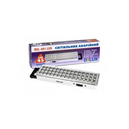 Свiтильник аварійний REL-501 (3.7V1,2Ah) 30LED 2W 202x68x40 DELUX