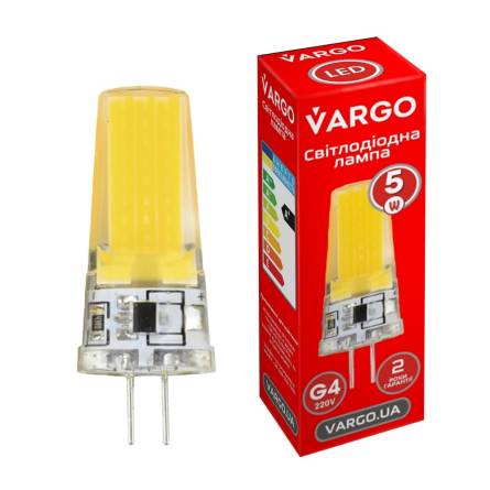 Лампа світлодіодна 5Вт G4 COB 4000К AC-220V ф15xH55mm VARGO V-114870