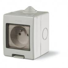Розетка з заземленням (корпус Unibox з розеткою 2Р+Е) IP55 настінний монтаж (136.5122-S) SCAME